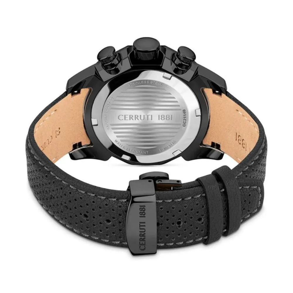Cerruti MolvenoMen's  Black Leather Chronograph Watch