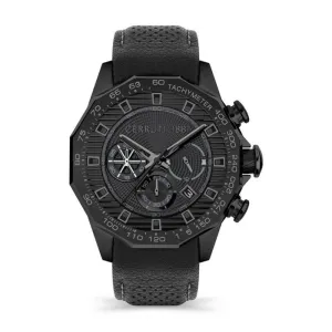 Cerruti MolvenoMen's  Black Leather Chronograph Watch