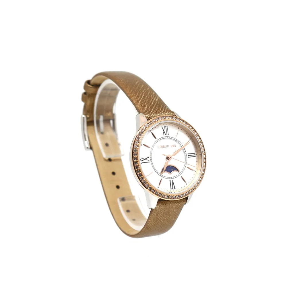CerrutiÂ Ladies SS WatchÂ With Mother Of Pearl And Leather Strap
