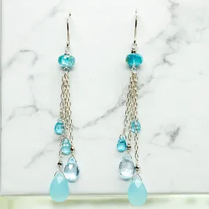 Chalcedony & Apatite Tassel Earrings