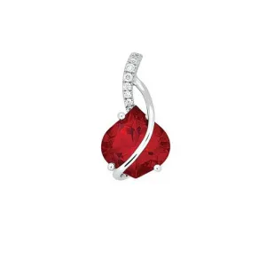 Chatham 14K White Gold Created Ruby and Lab Grown Diamond Pendant