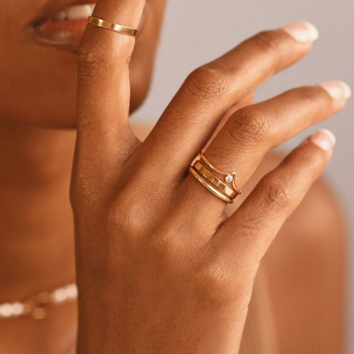 Chevron CZ Ring