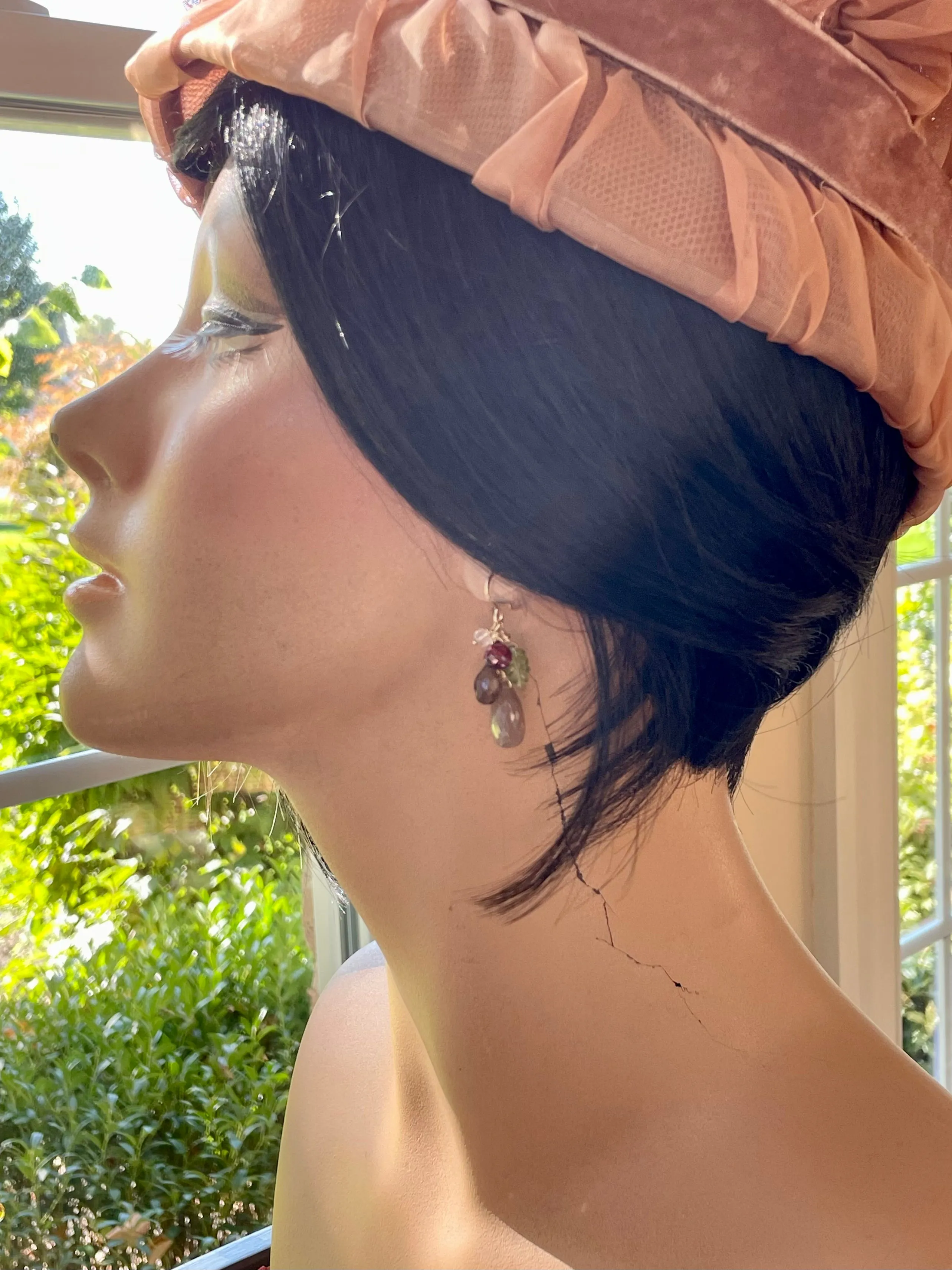 Chocolate Moonstone Cluster Earrings