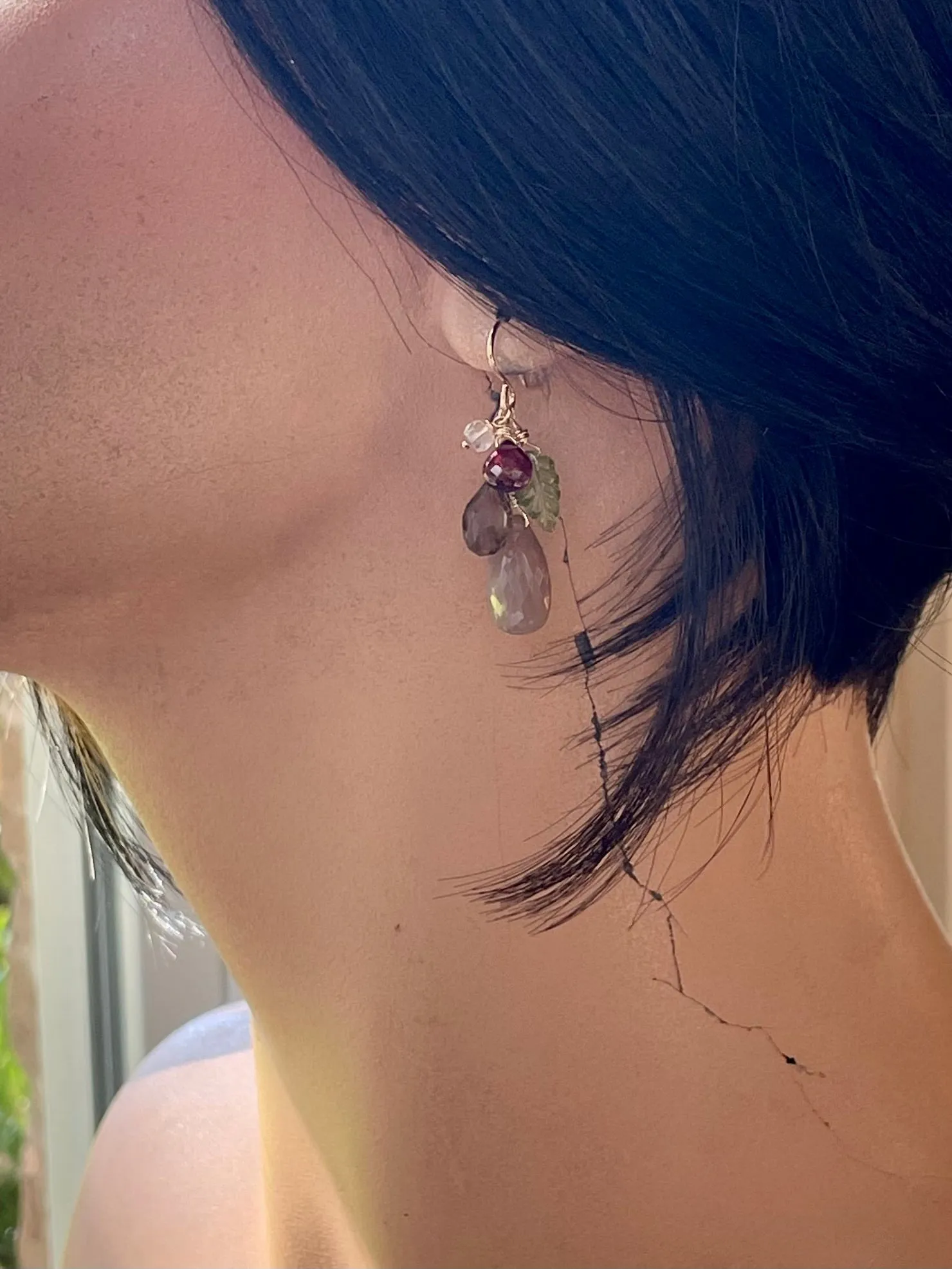 Chocolate Moonstone Cluster Earrings