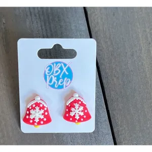 Christmas Bell Polymer Clay Stud Earrings.