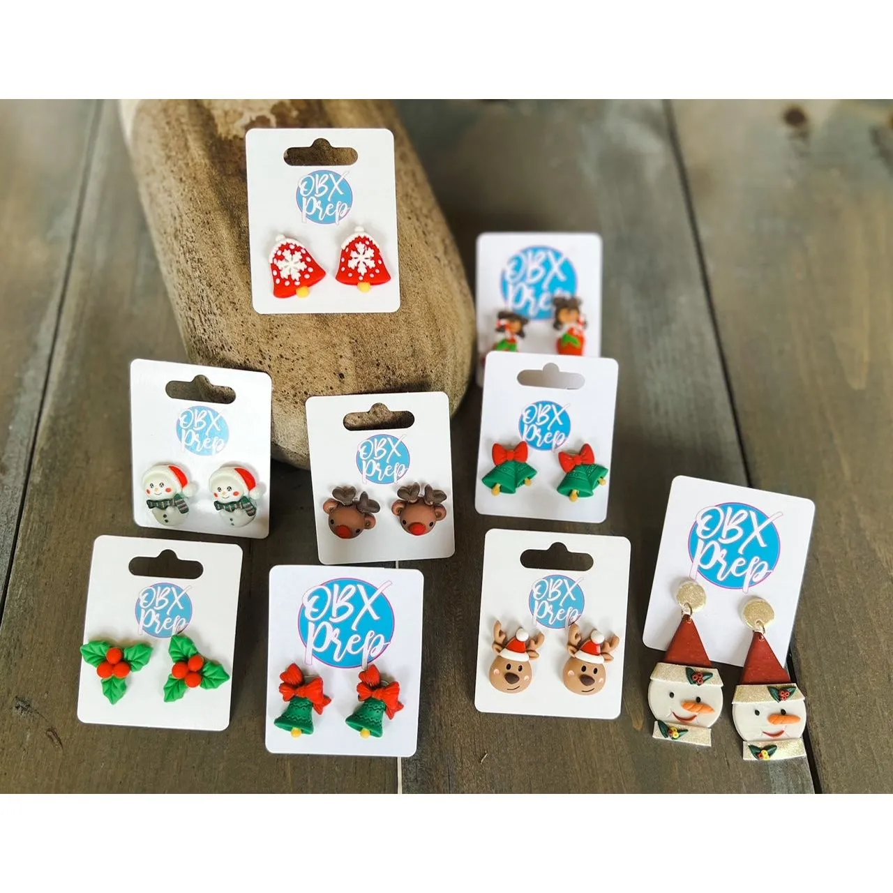 Christmas Bell Polymer Clay Stud Earrings.