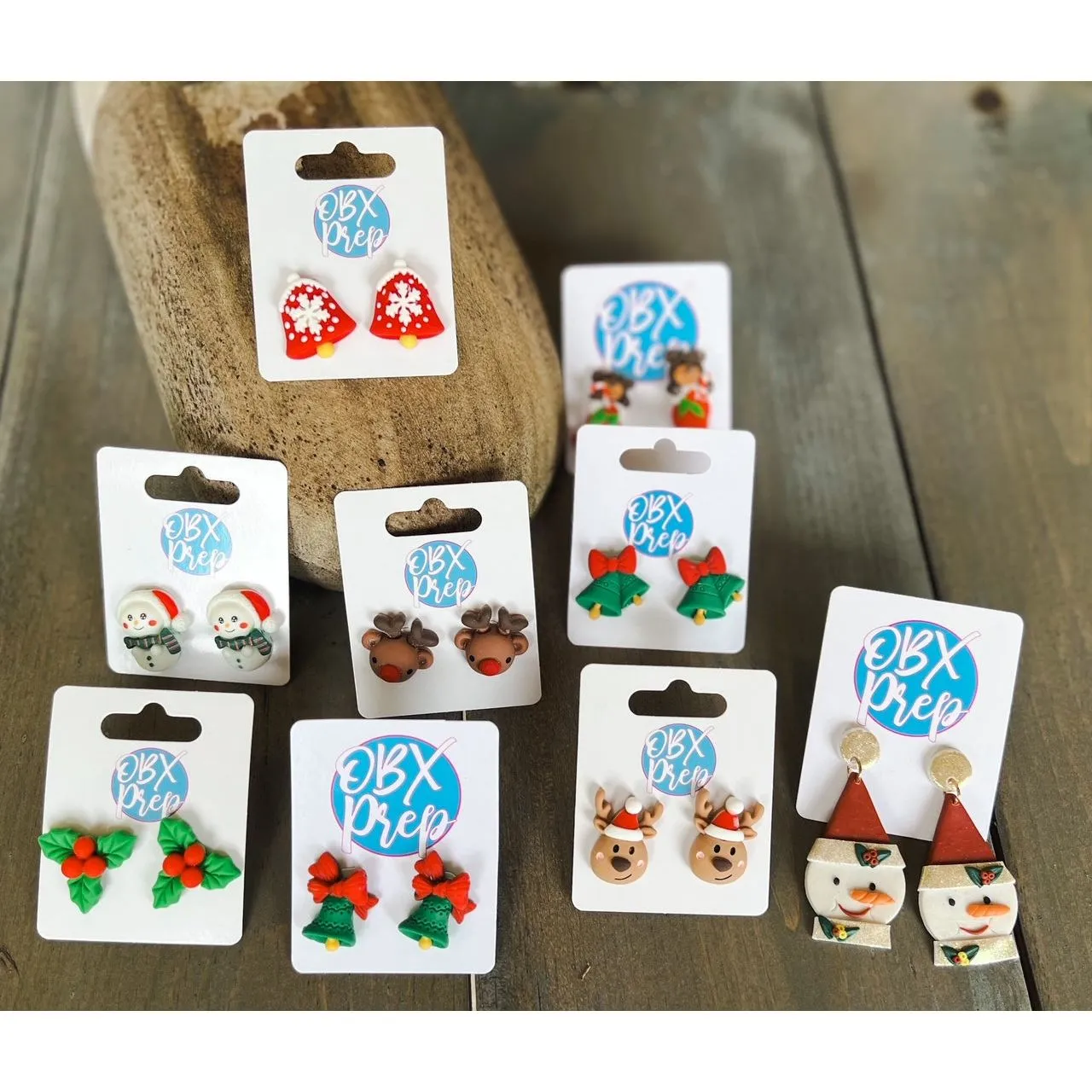 Christmas Bell Polymer Clay Stud Earrings.