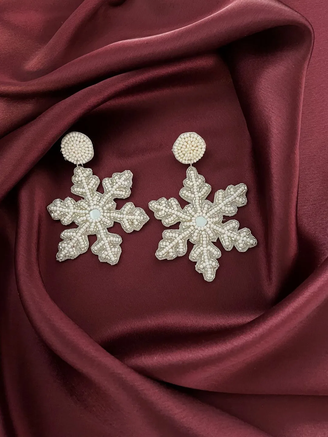 Christmas Winter SnowFlake Beaded Earrings
