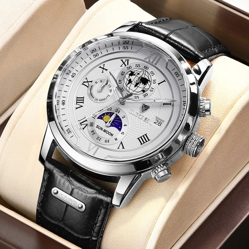 Chronograph watch with premium leather strap