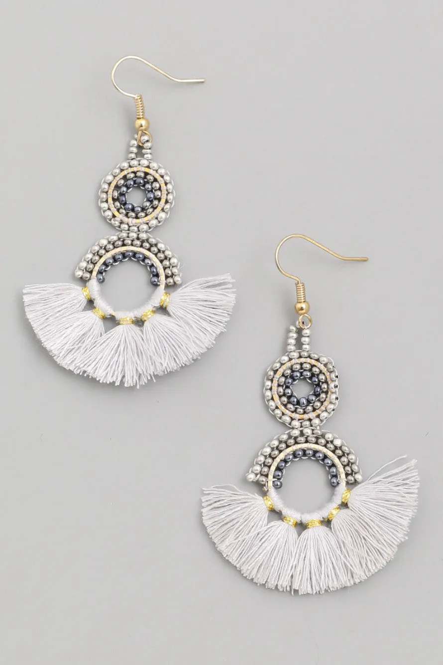 Circle Tassel Drop Earrings