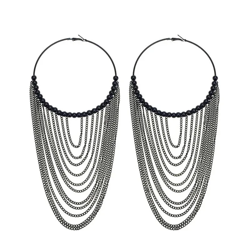 Circular Metal Long Tassel Earrings For Women Indian Jewelry Chain Dangle Earrings Gold Color Ball