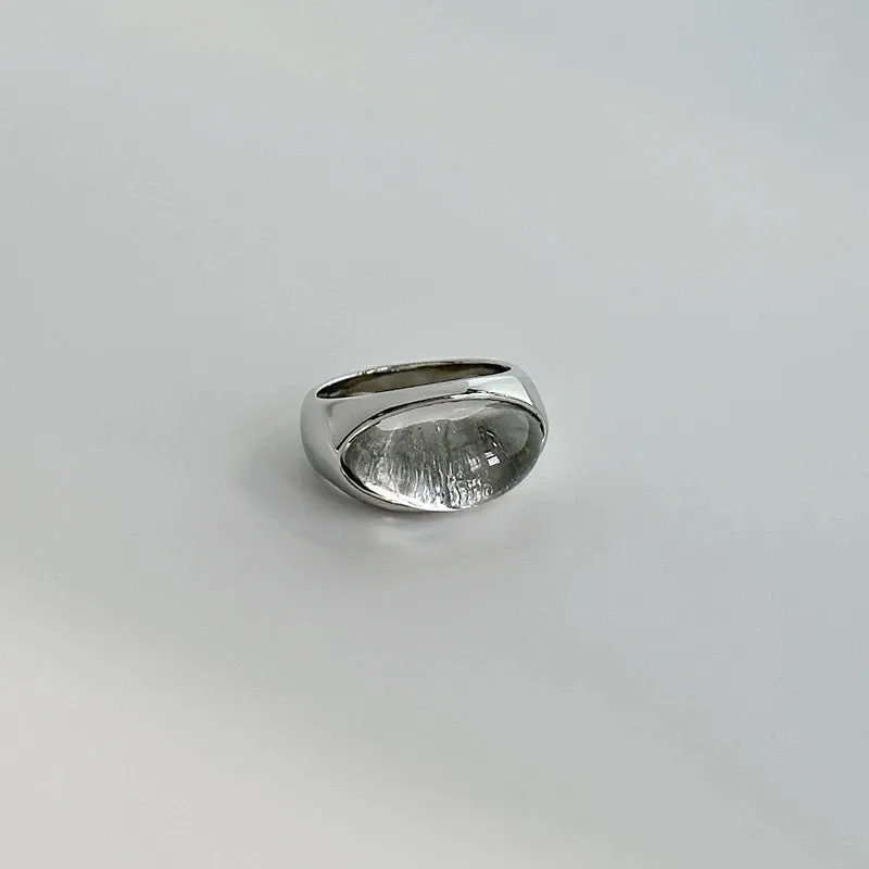 Clear Resin Stone Stainless Steel Ring