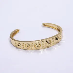 Clearance Pricing BLOWOUT 24K Gold Filled Spiked Triple Dotted Lined Bangle Cuff Bracelet | WA-361