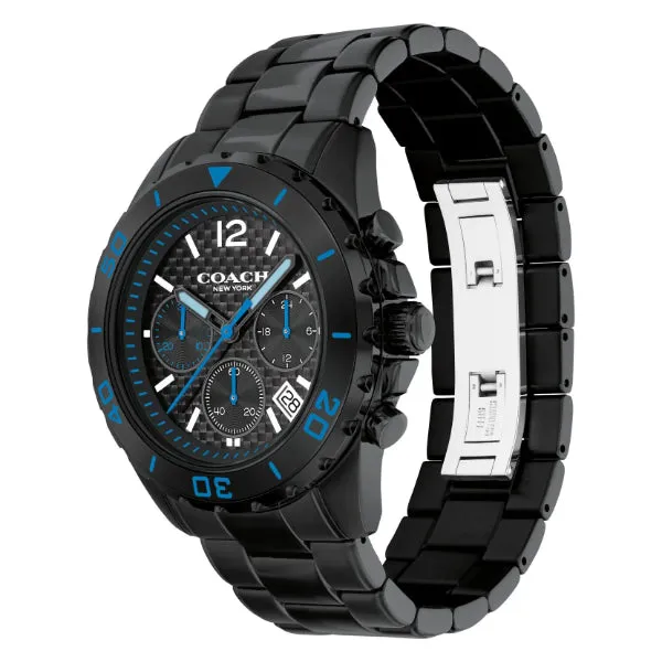 Coach Kent Black Stainless Steel Black/Blue Dial Chronograph Quartz Watch for Gents - 14602562