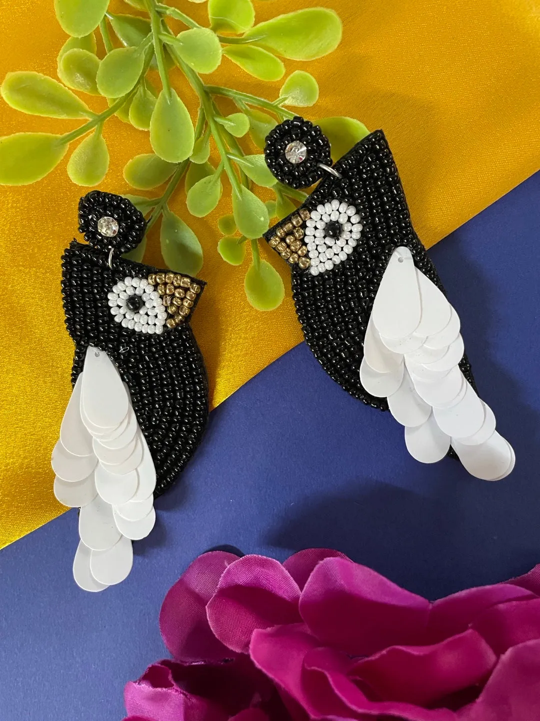 Colourful Beaded Bird Earrings