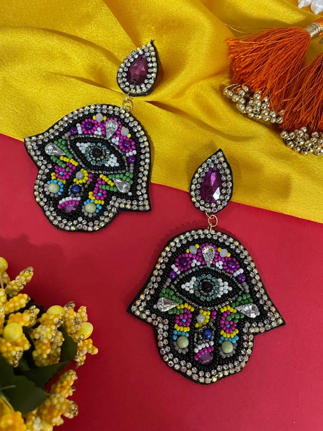Colourful Beaded Evil Eye Earrings