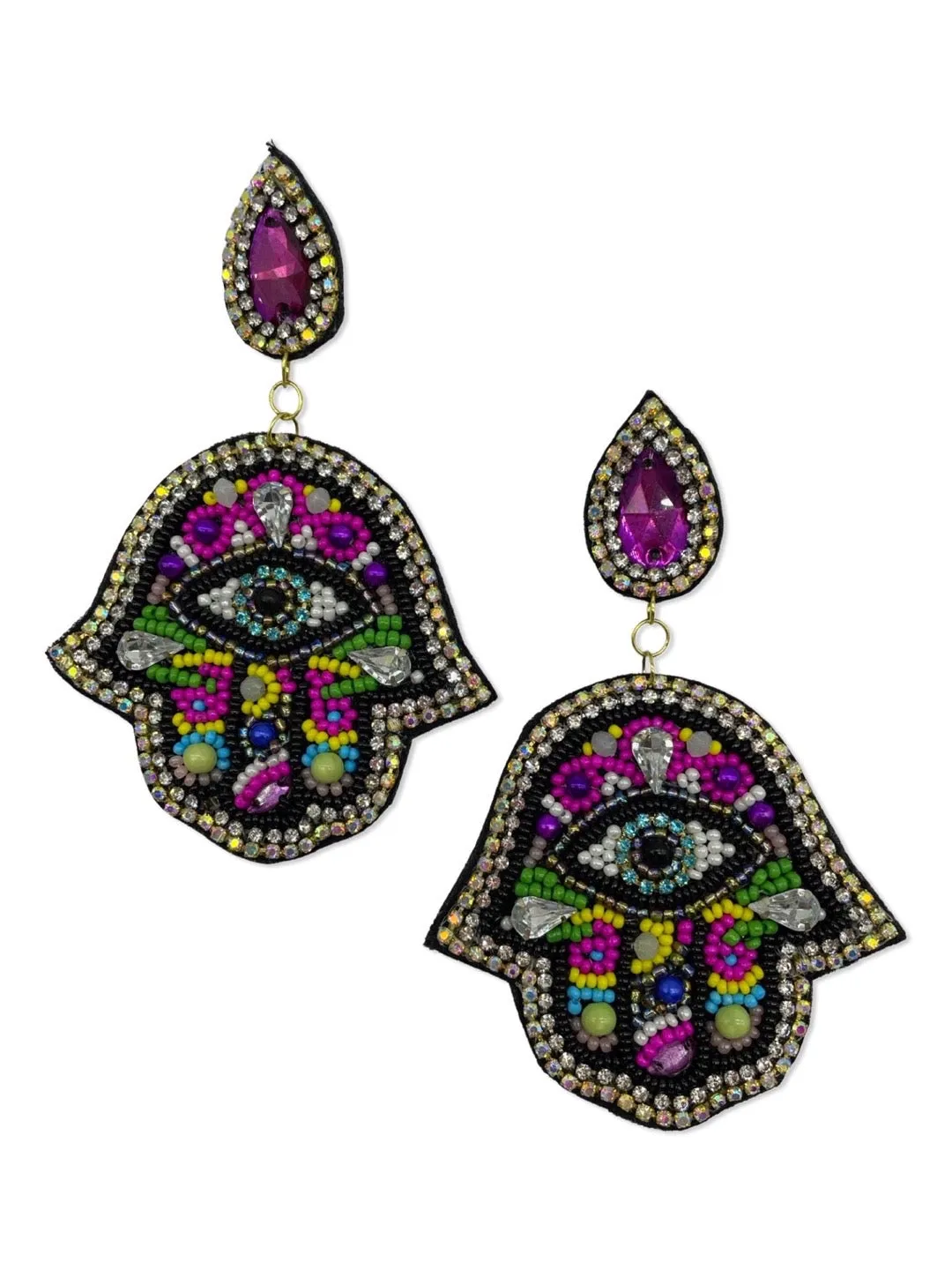 Colourful Beaded Evil Eye Earrings