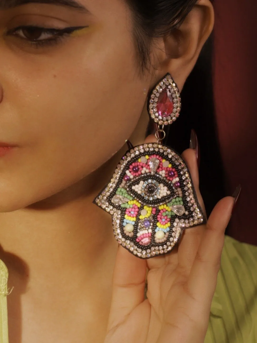 Colourful Beaded Evil Eye Earrings