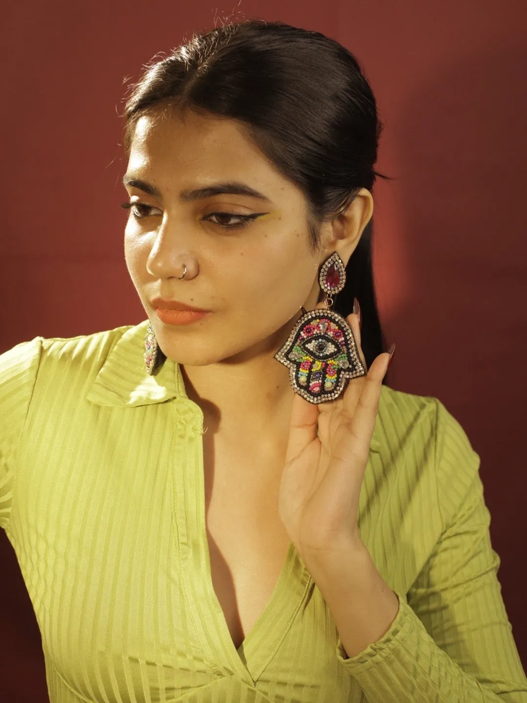 Colourful Beaded Evil Eye Earrings