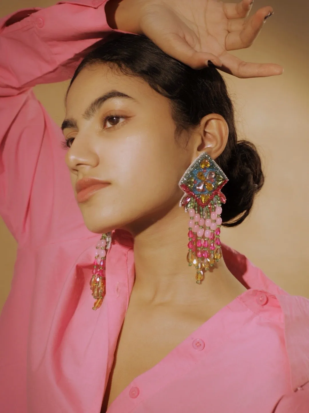 Colourful Beaded Flower Earrings