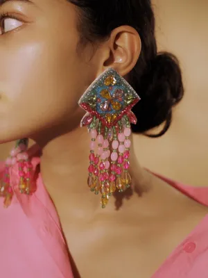 Colourful Beaded Flower Earrings