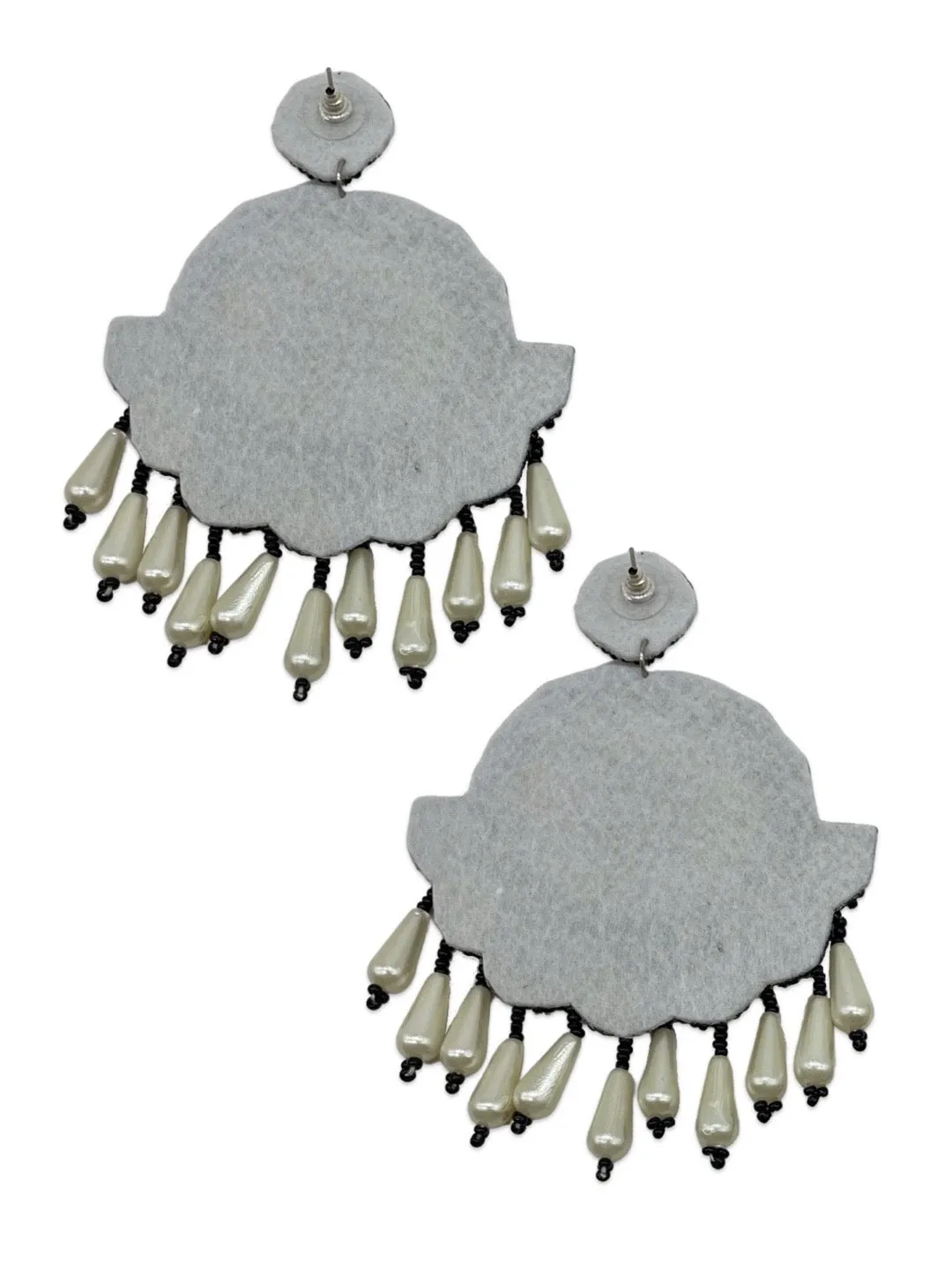 Colourful Beaded Flower Evil Eye Earrings With Pearls