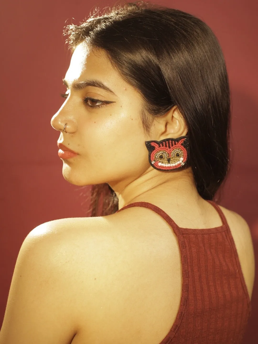 Colourful Beaded Owl Earrings