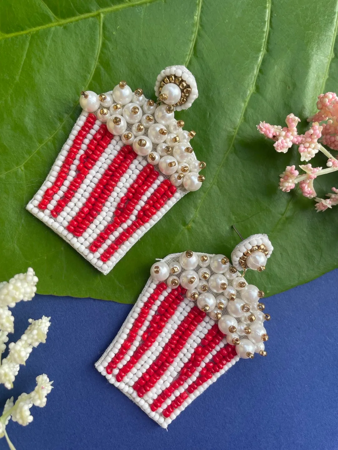 Colourful Beaded Popcorn Earrings