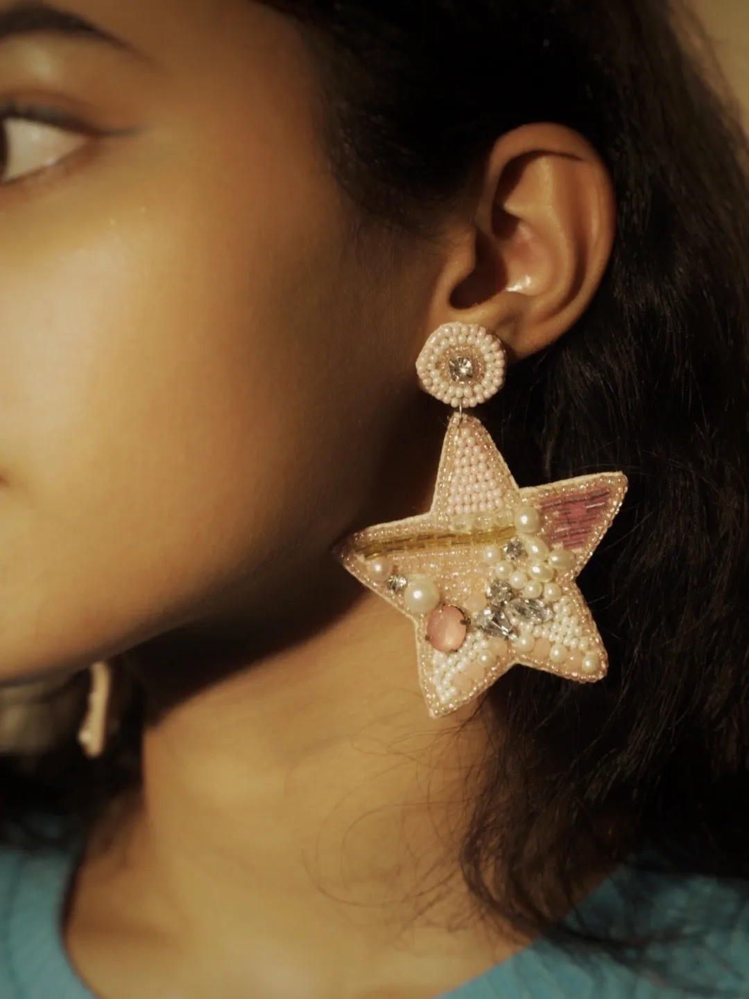 Colourful Beaded Star Earrings