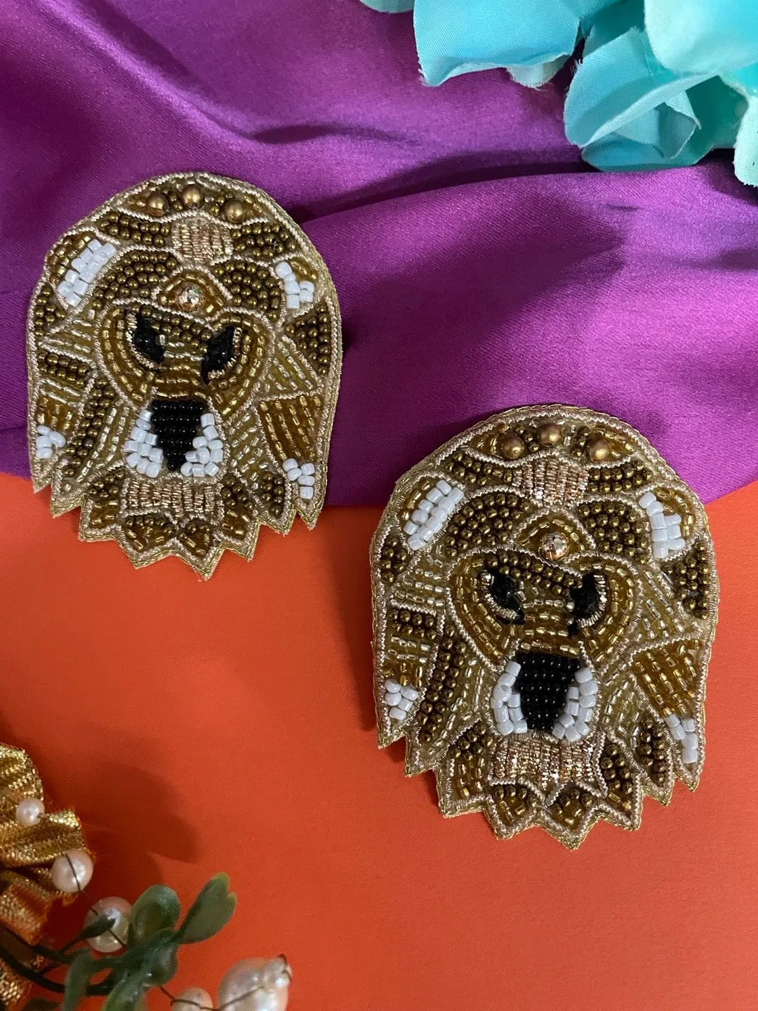 Colourful Beaded Tiger Earrings