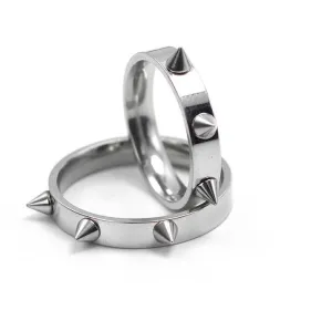 Cool Men Women's Punk Style Silver Tone Stainless Steel Rings Spiked Cone Rivet Rings Self-defense Rings Gift-2Pcs/Lot