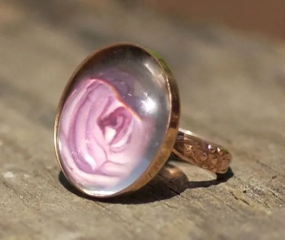 Copper Bezel Cup Ring with Plain Round Shank, 20mm round cup
