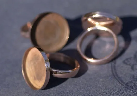 Copper Bezel Cup Ring with Plain Round Shank, 20mm round cup