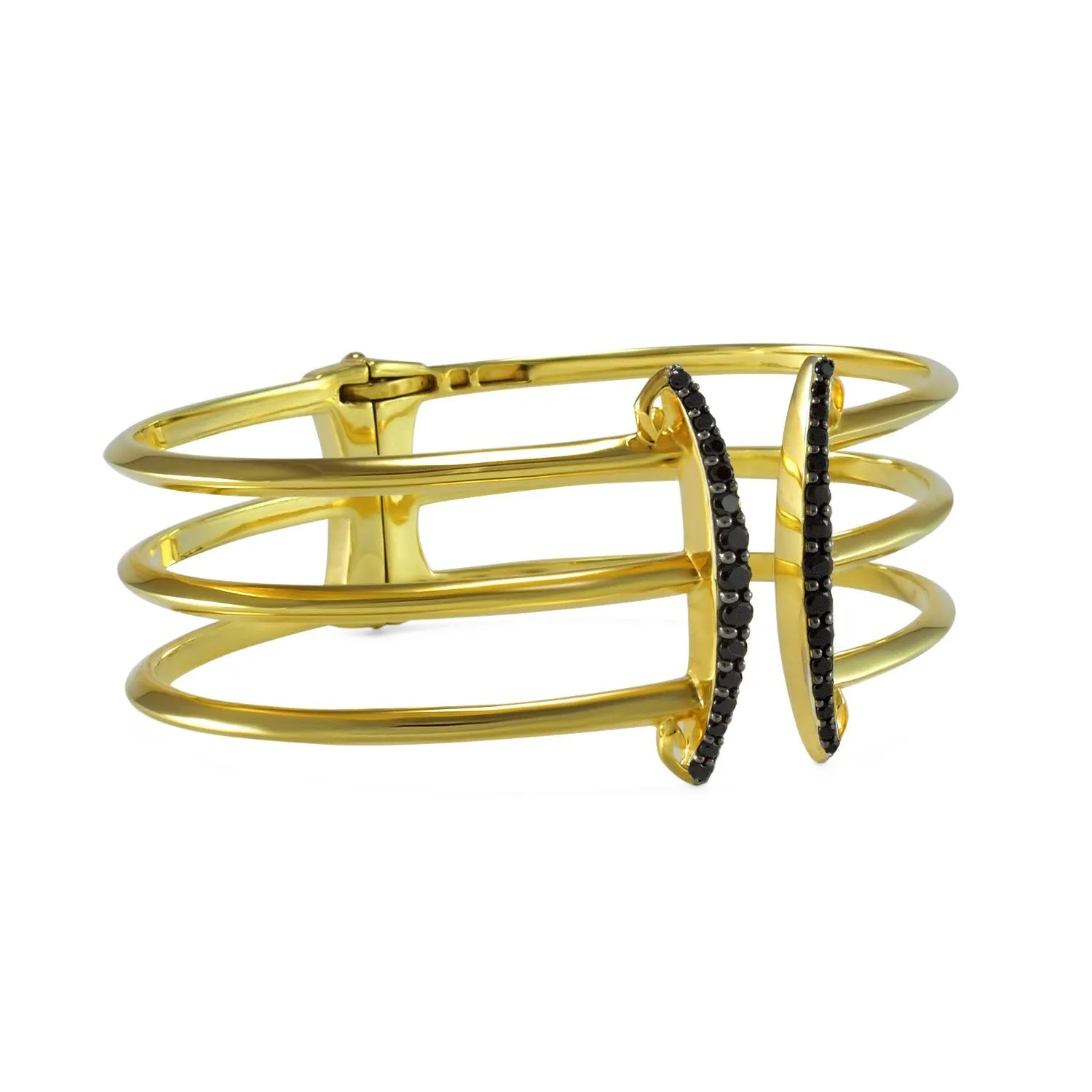 Corset Pavé Cuff 3 Bar - 18K Gold Vermeil   CZ Noir