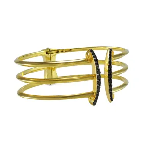 Corset Pavé Cuff 3 Bar - 18K Gold Vermeil   CZ Noir