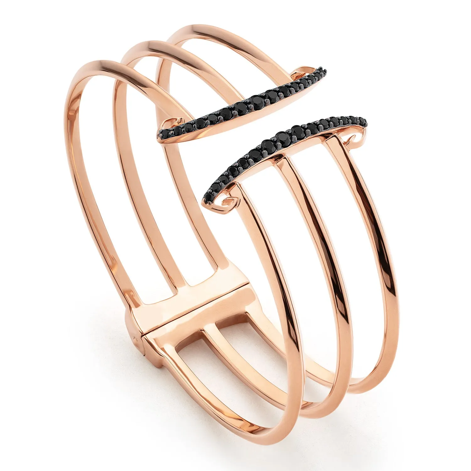 Corset Pavé Cuff 3 Bar - 18K Rose Gold Vermeil   CZ Noir