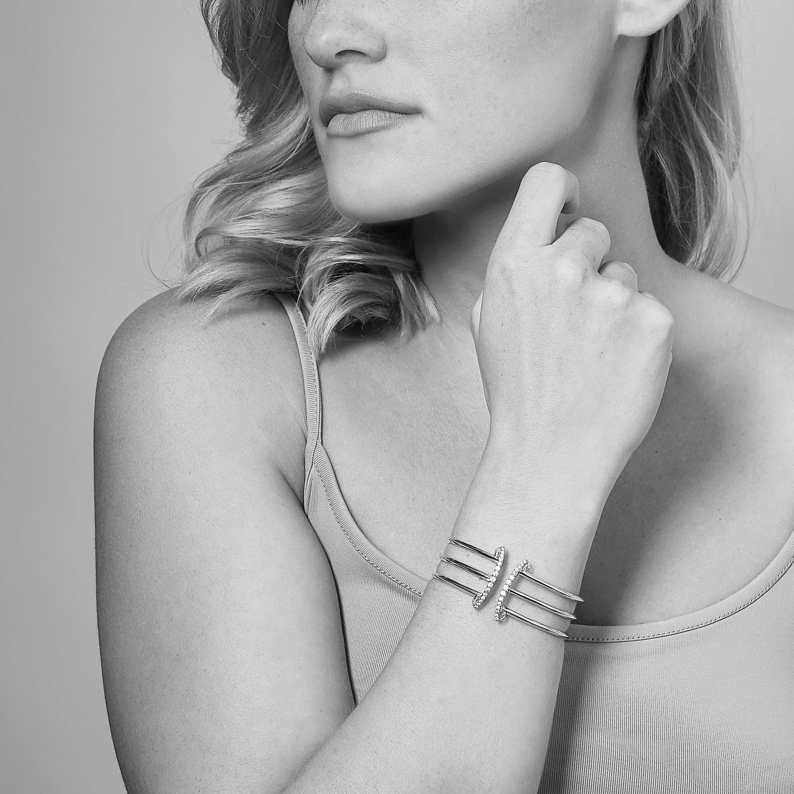 Corset Pavé Cuff 3 Bar - 18K Rose Gold Vermeil   CZ Noir