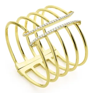 Corset Pavé Cuff 5 Bar - 18K Gold Vermeil   CZ Blanc