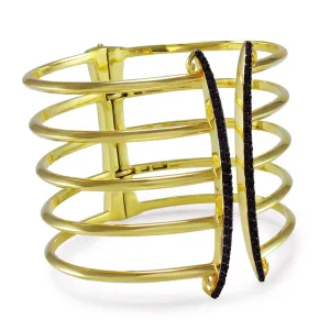 Corset Pavé Cuff 5 Bar - 18K Gold Vermeil   CZ Noir
