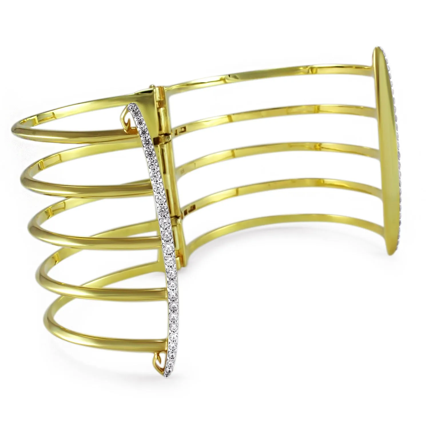 Corset Pavé Cuff 5 Bar - 18K Gold Vermeil   CZ Vert