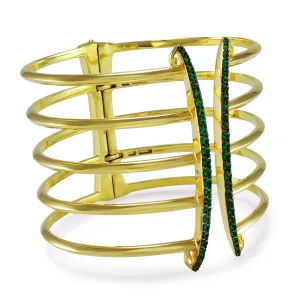 Corset Pavé Cuff 5 Bar - 18K Gold Vermeil   CZ Vert