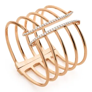Corset Pavé Cuff 5 Bar - 18K Rose Gold Vermeil   CZ Blanc