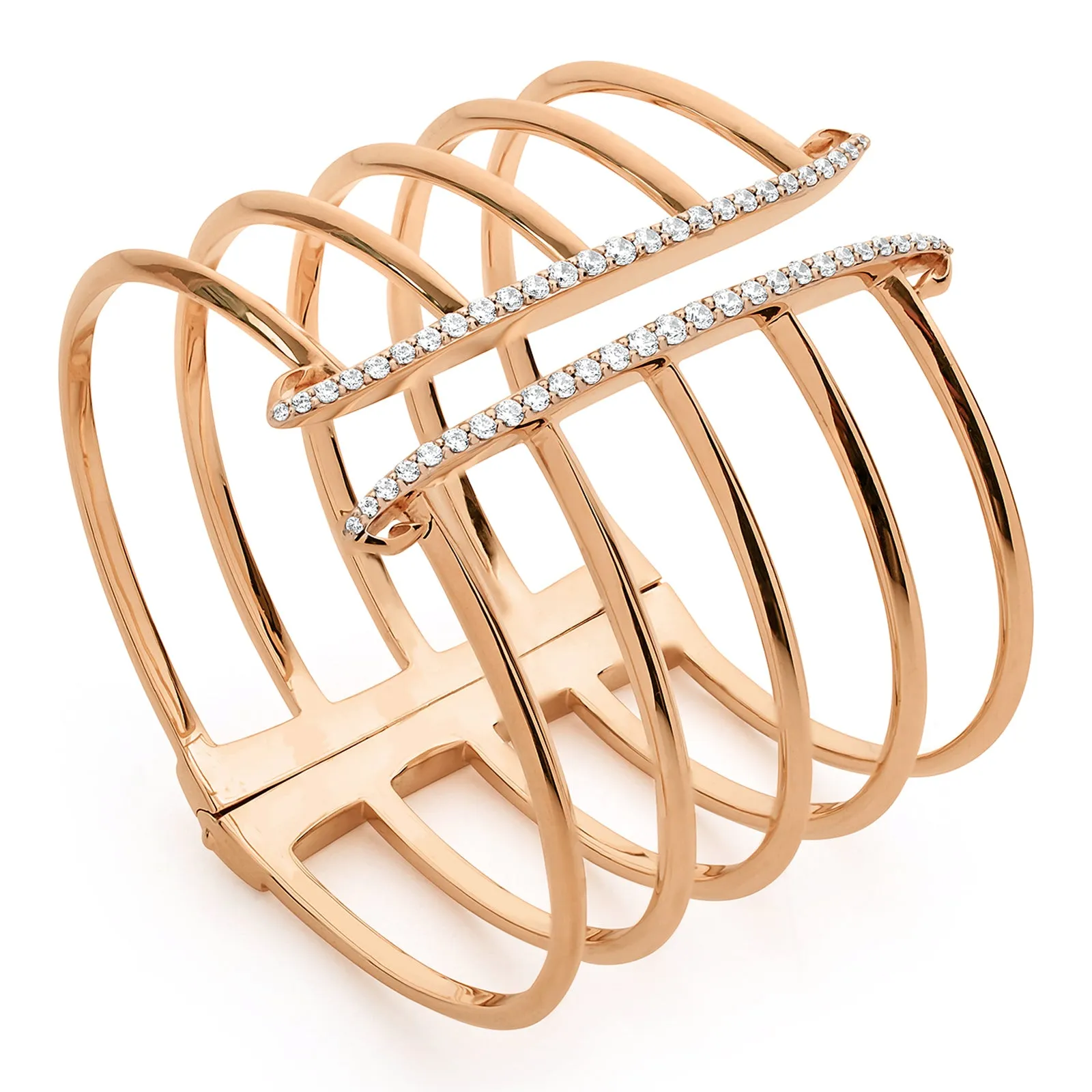 Corset Pavé Cuff 5 Bar - 18K Rose Gold Vermeil   CZ Blanc