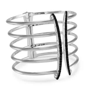 Corset Pavé Cuff 5 Bar - Sterling Silver   CZ Noir