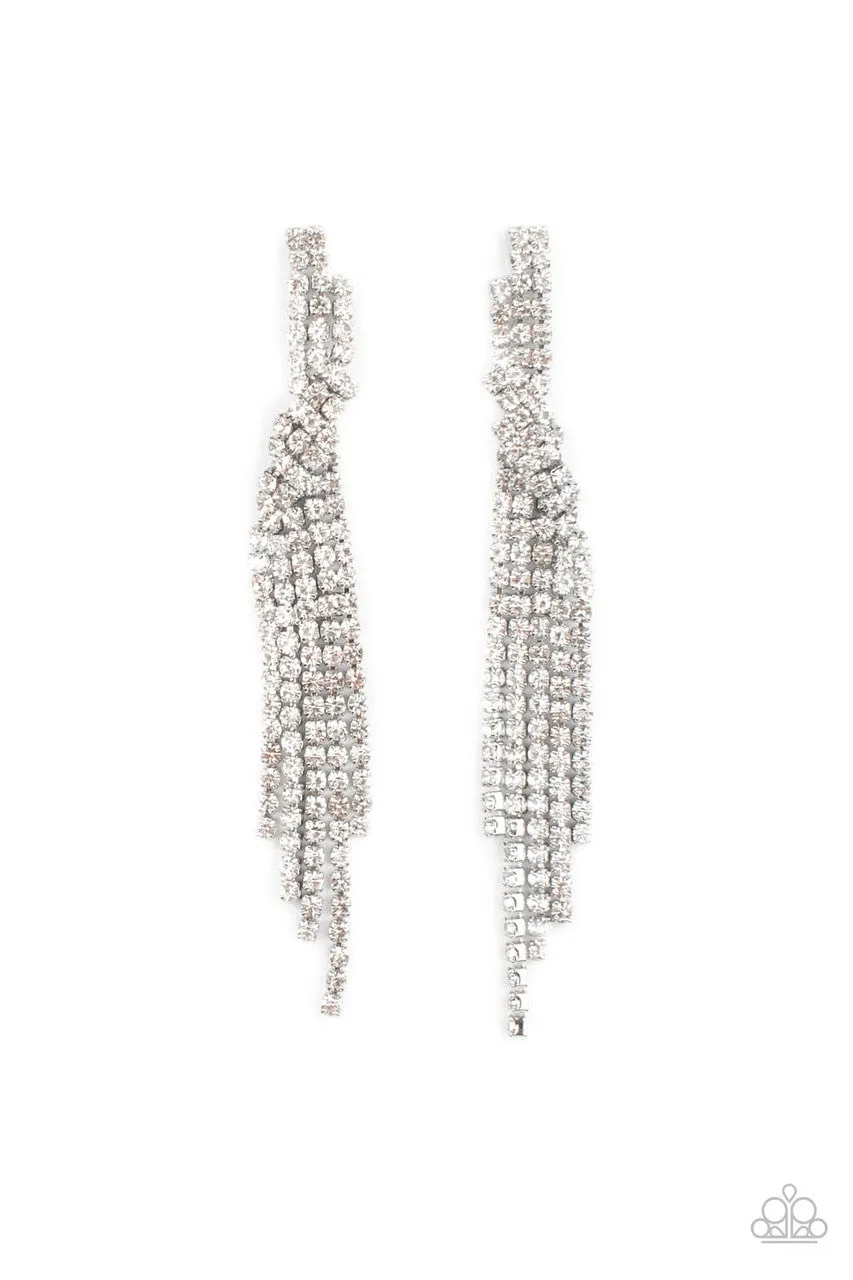 Cosmic Candescence White Paparazzi Earrings