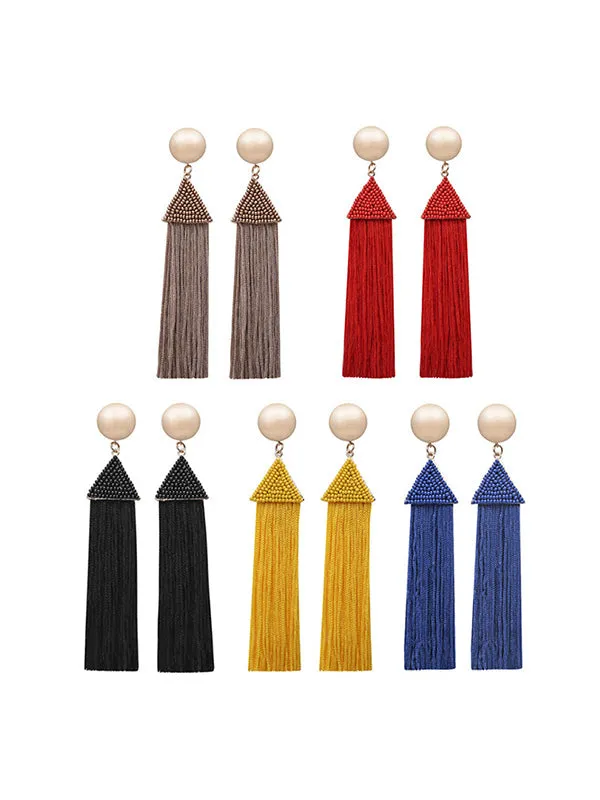 Creative Handmade Long Tassel Earrings