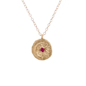 Crescent Moon and Star with Ruby Necklace