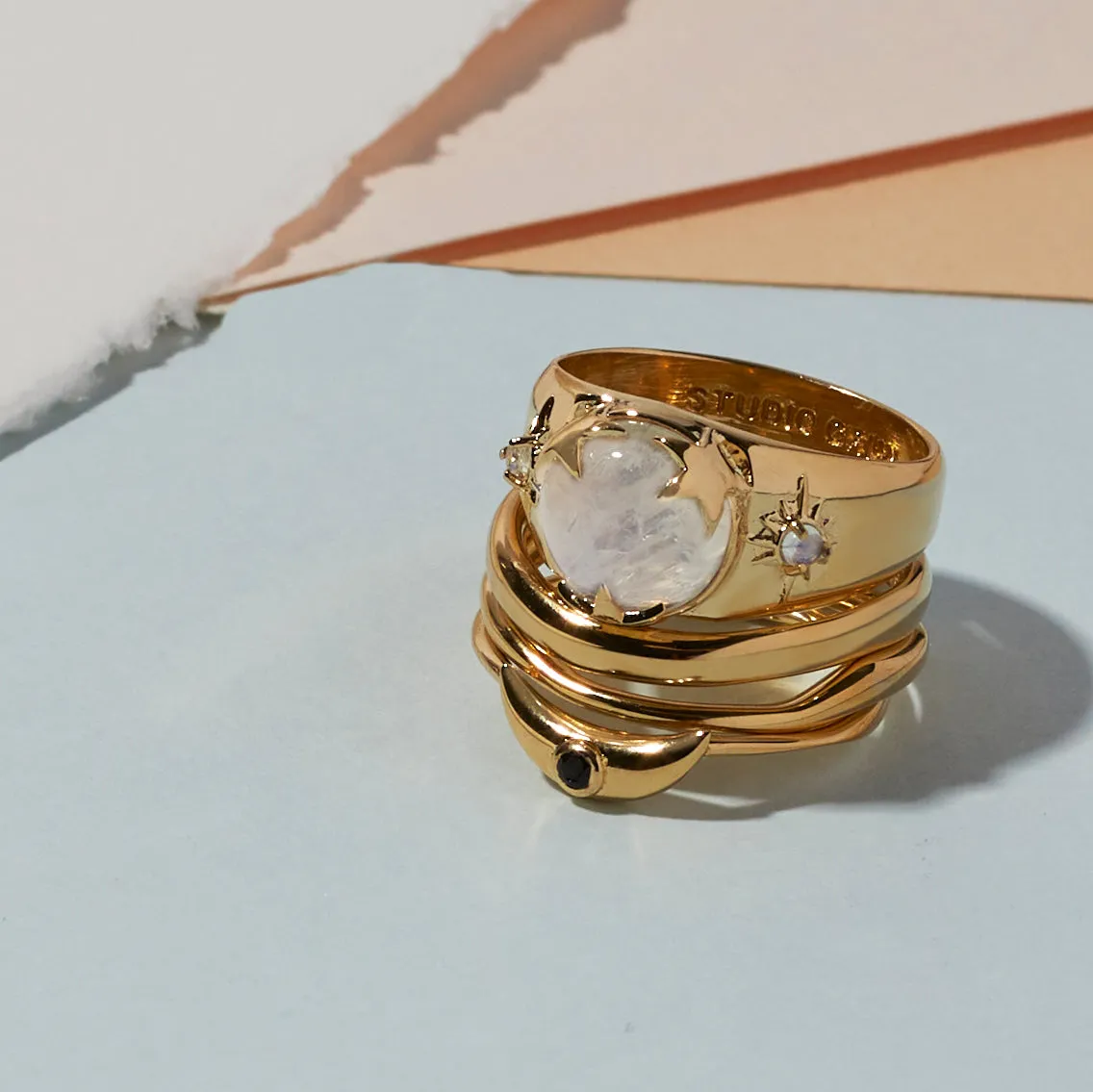 Crescent Ring in Black Spinel