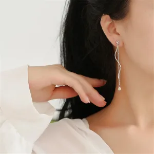 Crystal & Silver-Plated Twisted Tassel Drop Earrings