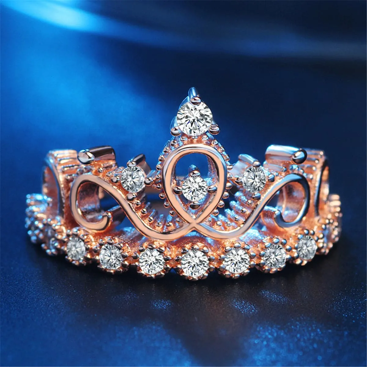 Cubic Zirconia & 18K Gold-Plated Crown Ring